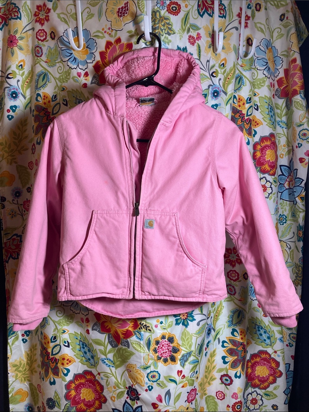 Carhartt Kids Pink Hooded Sherpa Jacket Size S (7/8)